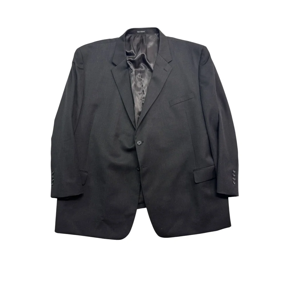 Pronto Uomo 58R 54x30 Charcoal 2pc Pant Suit 100% Wool Executive Fit Flat Front